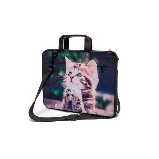 (Little Cat) 15" inch Solid Strong Shoulder Laptop Canvas Bag