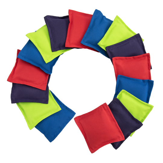 (Pack of 16) Colourful Juggling Bean Bags Packs Toss Fun Games Throwing Catching Garden Playground