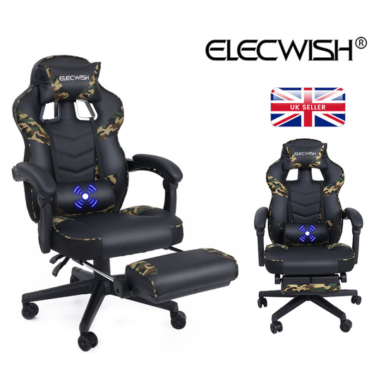 PC Massage Gaming Chair PU Leather Office Chairs High Back Recliner