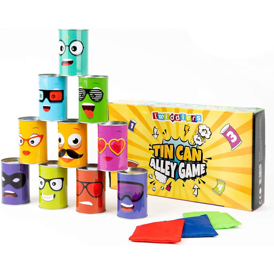 13 Pcs Tin Can Alley Party Toss Game - Fun for Kids & Adults.
