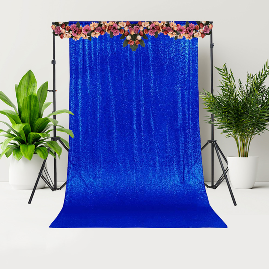 (Royal Blue, 4ft x 7ft) Sequin Backdrop Shiny Glitter Decorative Photography Background