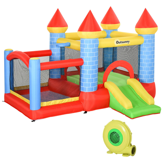 Outsunny Bouncy Castle W/ Slide Pool 4 in 1 composition W/ Blower