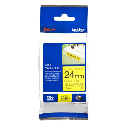 Brother P-touch Paper Bro 24MM Black on Yellow Tape Adhesive