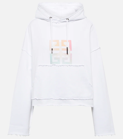Logo cotton cropped hoodie