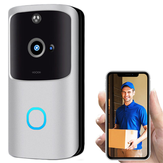 (Silver+Chime+Battery+SD Card) WIFI Doorbell Smart Home Phone Door Bell Camera Security Video Intercom
