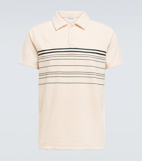 Striped cotton terry polo shirt