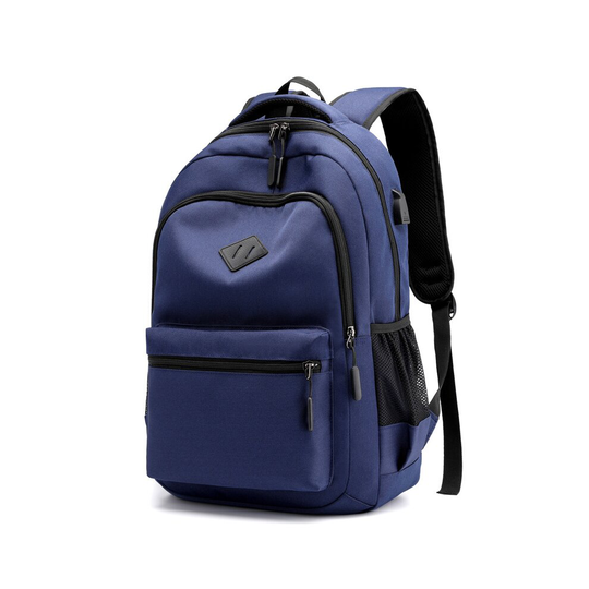 (Blue) Unisex Waterproof Rucksack With USB Charging Port