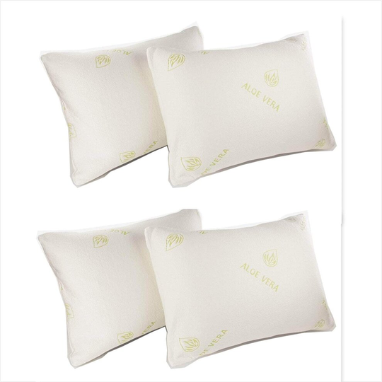 (Aloe Vera Pillow (Pack of 4)) Natural Aloe Vera Memory Foam Pillows, Orthopedic Anti Mite Pillows, Extra Fill Memory Foam Pillows for neck & Body Sup