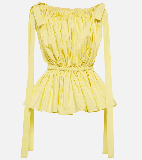 Off-shoulder faille peplum top