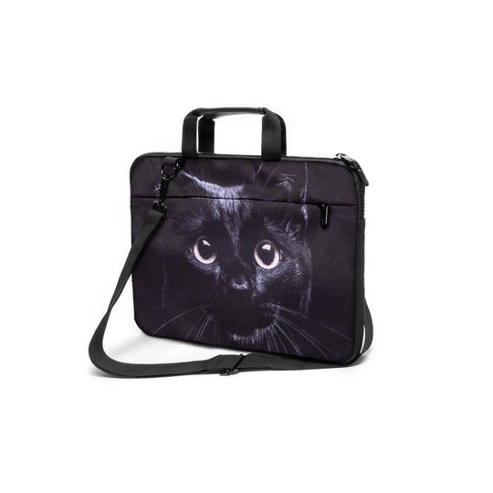 (Black Cat) 15" inch Solid Strong Shoulder Laptop Canvas Bag
