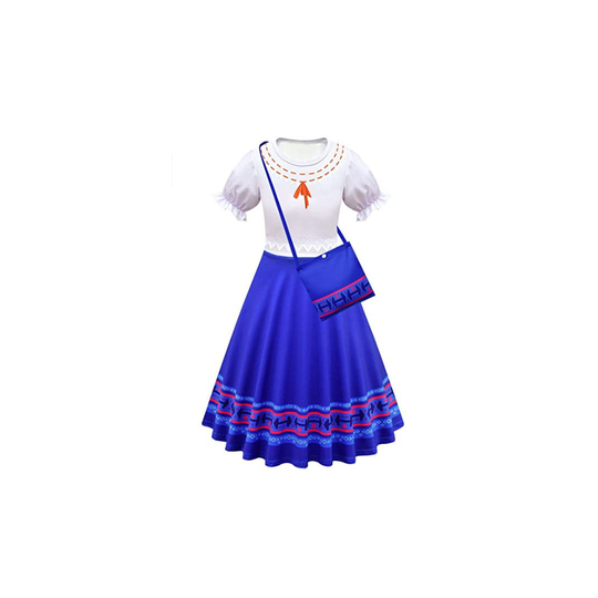 (Long, 2-3 Years) AmzBarley Encanto Dress Bag Set Dress Halloween Carnival Christmas Cosplay Party Fancy Dress Up