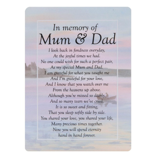 Memorial Grave Card In Memory of Mum & Dad 16.5cm x 12cm waterproof