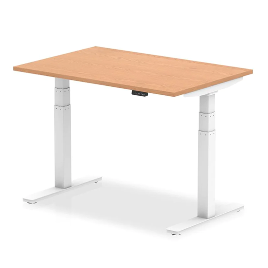 Dynamic Air 1200/800 Oak Height Adjustable Desk with White Legs