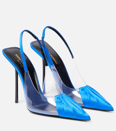 Chica PVC and satin slingback pumps