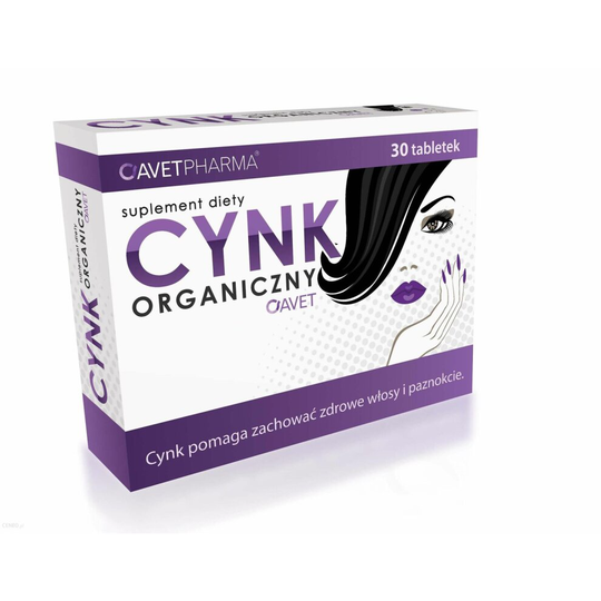 Cynk Organiczny 30 tab odporno?? w?osy skóra paznokcie hair skin nails ZINK AVET