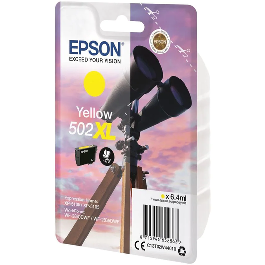 Epson Epson 502XL Binoculars Yellow High Yield Ink Cartridge 6ml - C13T02W44010