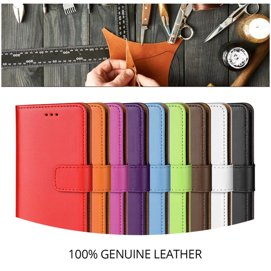 (Brown) Luxury Genuine Real Leather Case Wallet Cover For Samsung Galaxy Ace S5830
