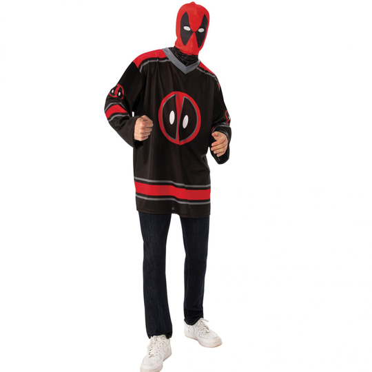 (XL, Red) Deadpool Hockey Jersey and Mask