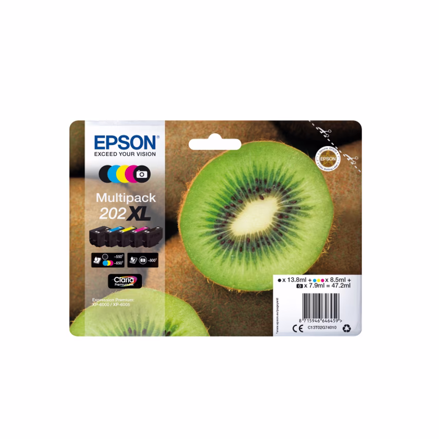 Epson Epson 202XL Kiwi Black Photo High Yield Ink Cartridge 13.8ml + 7.9ml Multi