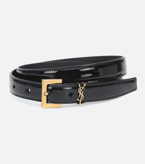 Monogram patent leather belt