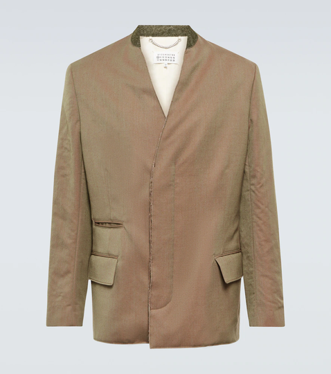 Collarless wool blazer