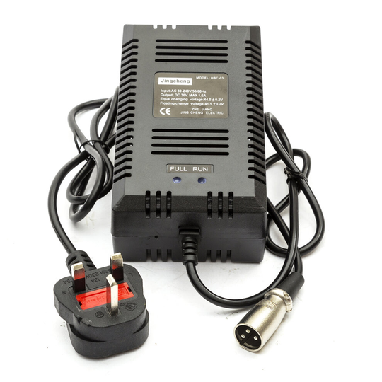 Electric E Scooter Battery Charger Lead Acid 36v 1.6 Amp Male UK Plug