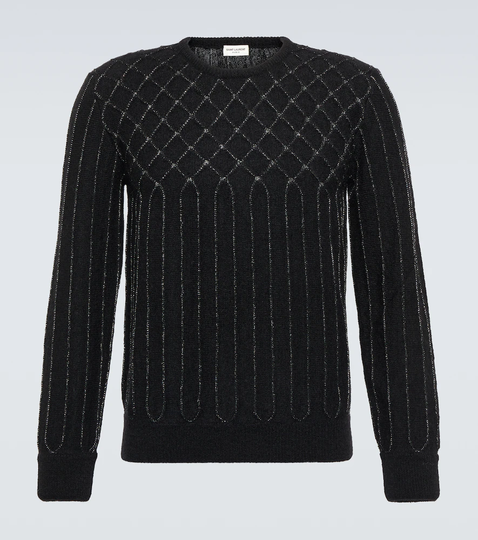 Patterned mohair wool-blend sweater