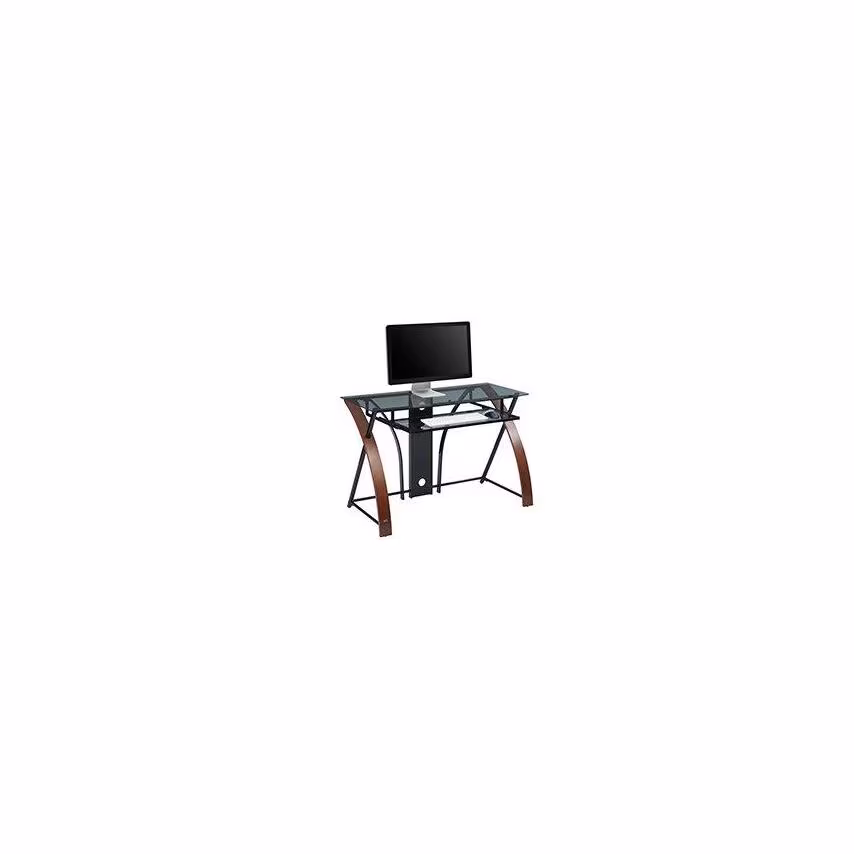 Accord CED-301 120cm Glass Curved Wood Home Office Desk