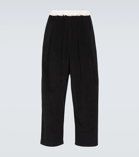 Pleated corduroy wide-leg pants