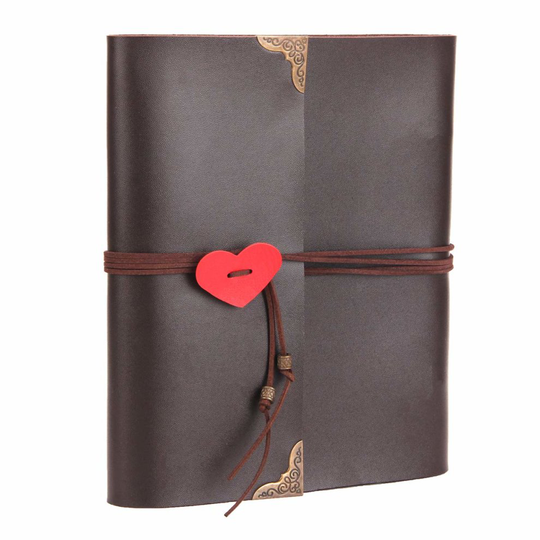 ThxMadam Scrapbook Photo Album, Vintage Leather Photo Album DIY Memory Book Wedding Guest-book 60 Black Pages Present Valentines Anniversary...