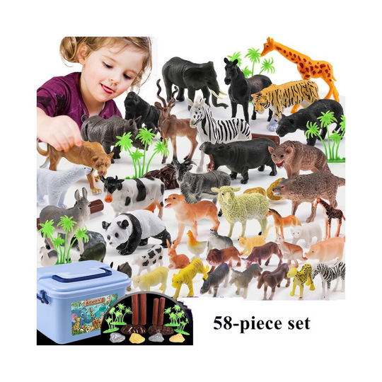 58PCS Simulation Soft Rubber Dinosaur Animal Model Decoration Play House Boy Toy Set