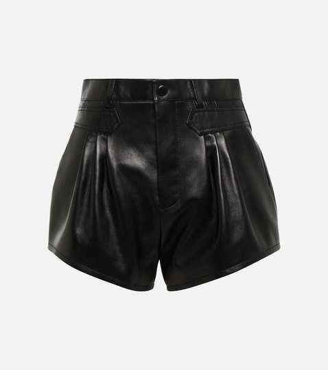 High-rise leather shorts