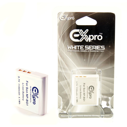 Ex-Pro White Battery NP-BG1 NP-FG1 for Sony DSC-125 DSC-W130 DSC-W150 DSC-W170