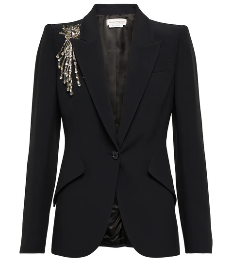 Embellished crêpe blazer