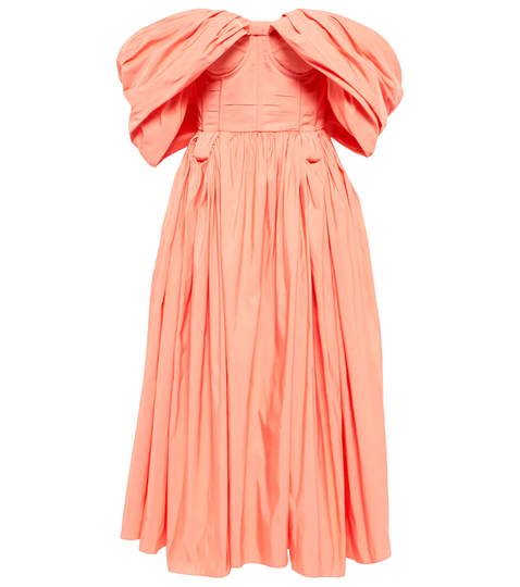 Off-shoulder faille gown