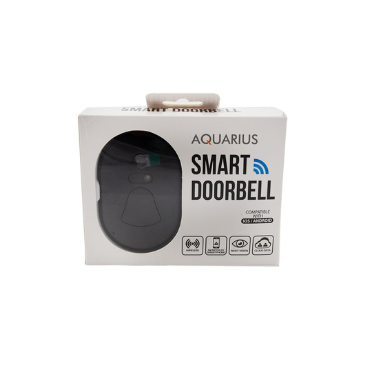 Aquarius Wireless Smart Camera Doorbell With Real Time Monitoring, Night Vision, Compatible With Ios And Android - Black