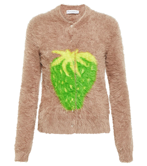 Textured intarsia-knit cardigan