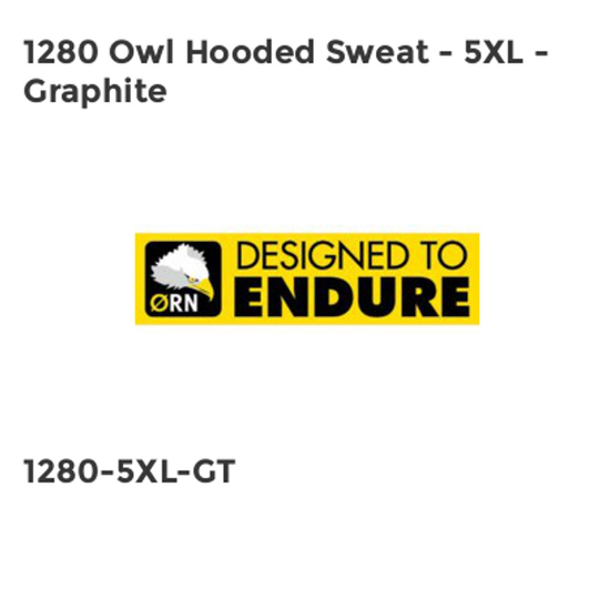Orn 1280 Owl Hooded Sweat - 5XL - Graphite