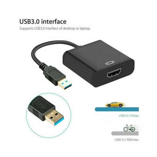 HD 1080P HDMI to USB 3.0 Video Cable Adapter Converter Fit PC Laptop HDTV LCD TV