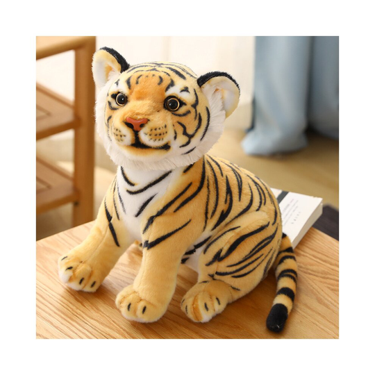 (Yellow, 33CM) Lifelike Tiger Plush Toy Soft Stuffed Doll Kid Gift