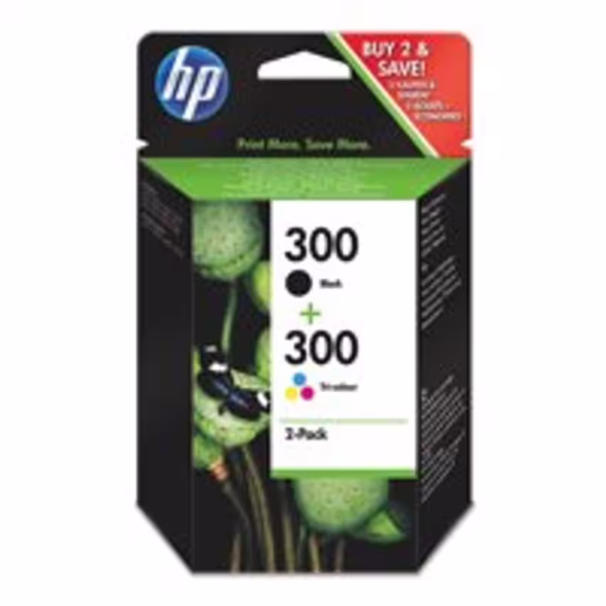 HP HP 300 Black Tricolour Standard Capacity Ink Cartridge 4.5ml 6.5ml Twinpack -