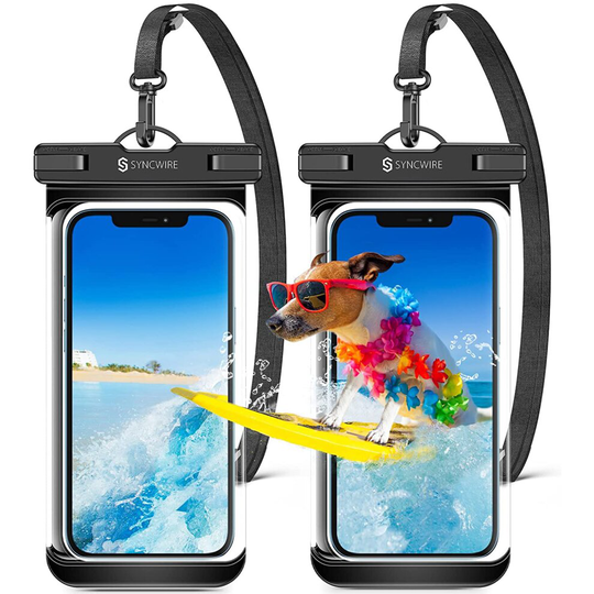 Syncwire Panoramic Waterproof Phone Pouch 2 Packs, IPX8 Universal Mobile Cell Phone Waterproof Case Underwater Dry Bag with Lanyard Compatible with iP