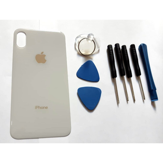 (White) iPhone X back glass replacement case Big camera hole