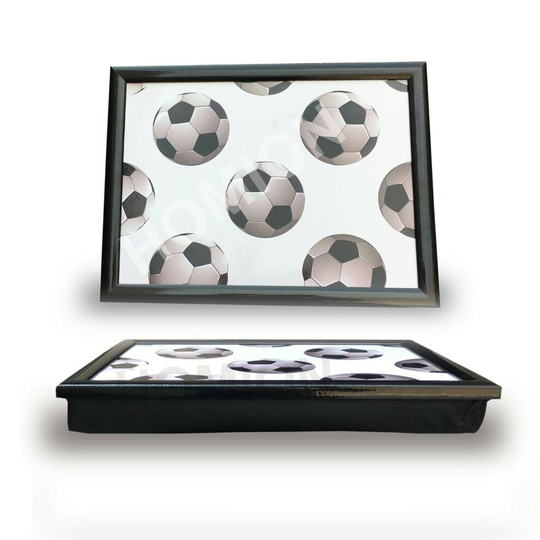 FOOTBALL LAP TRAY WITH SOFT CUSHION PADDED BACK AND BEAN BAG DINNER WITH LAPTOP