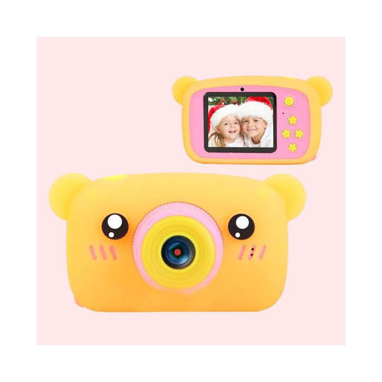 (Bear orange) HD 1080P Kids Digital Camera Cartoon Screen Xmas Gift