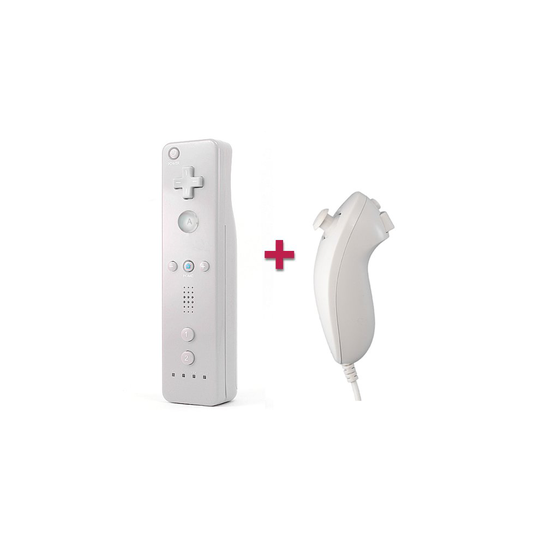 (White) Ameego Remote & Nunchuck Controller with silicone case and wrist strap For NINTENDO WII 7 Colors