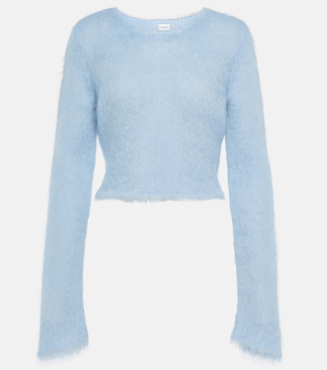 Cropped mohair-blend sweater
