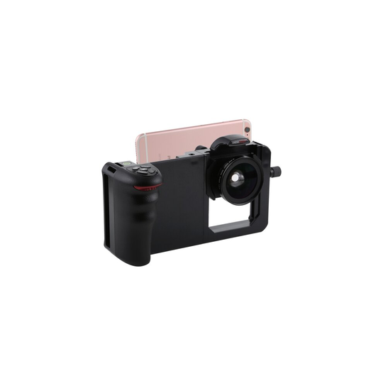 Professional Smartphone Stabilizer Rig Mount with Grip & 0.45X Super Wide Angle Macro Lens