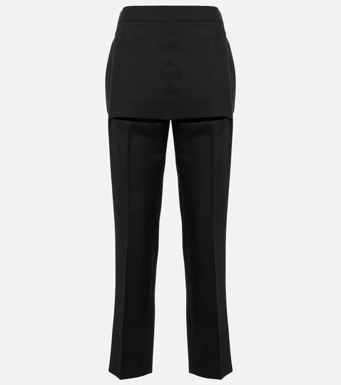Cutout high-rise wool pants
