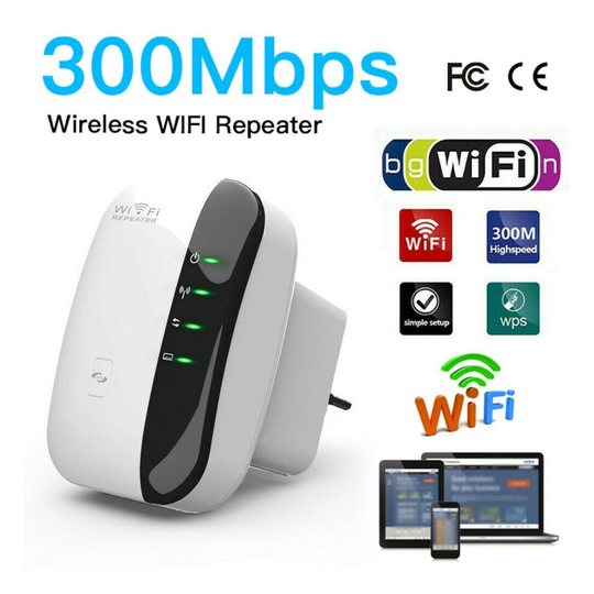 WiFi Range Extender Signal Booster 300Mbps, 2.4G High Speed Wireless Repeater Ethernet Port AP/Repeater Mode WPS Function